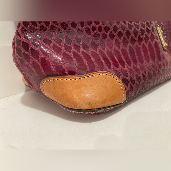 Dooney & Bourke Erica Hobo Rasberry Snakeskin Hobo Bag - Picture 3 of 14